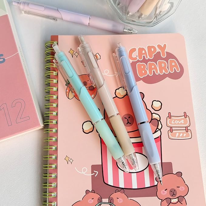 Gel Pens,0.38mm,Black Ink,12 Count,Cute Candy-colored Girl's Pens,Fine Point Smooth Writing Pens, Office School Supplies Gifts for Women
