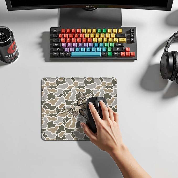 Camo Flying Bird Mouse Pad, Bird Lover Gifts, Wildlife Hunting Style Animal Mouse Pad for Home Office Computer Gaming Desk Essentials, 9.5x7.9 Inch