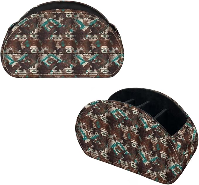 Aztec Cow Spot Print Remote Control Holder with 5 Compartments, Office Desk Organizers Couch/TV Stand/Nightstand Accessory-Desktop Space Saver,Remote Control Caddy