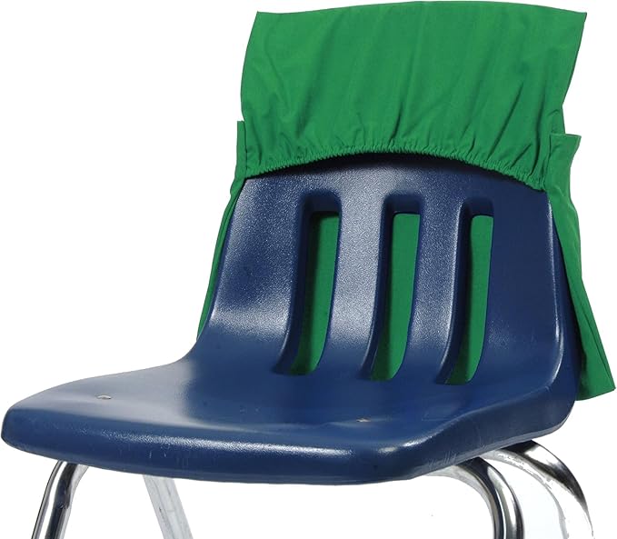 Seat Sack Elastic Student Chair Storage Pocket - Fits 12"–17" Chairs, Classroom Chair Organizer for Student Desks, Durable Stretch Over-the-Chair Storage, Green, 1-Pack