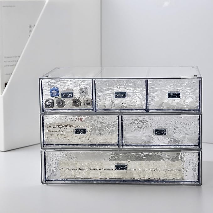 Desk Drawer Organizer, Stackable Plastic Storage Drawer, Grocery Organizer For Stationery/Office Supplies (New Clear, 1 Compartment))