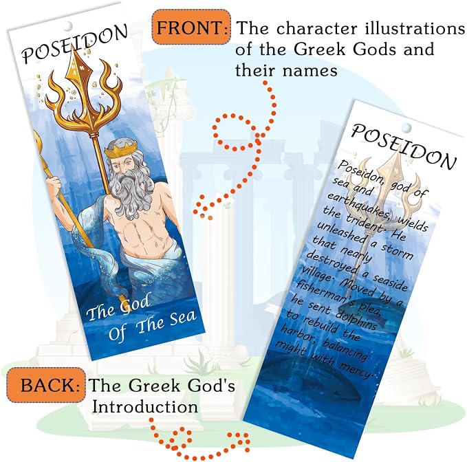 Greek Mythology Bookmarks, 14pcs Olympian Gods Bookmarks, Htabiol Greek Mythology Gifts, Olympian Gods Party Favors, Fit for Ancient Greece Classroom, Percy Jackson Party, Camp Half Blood Birthday