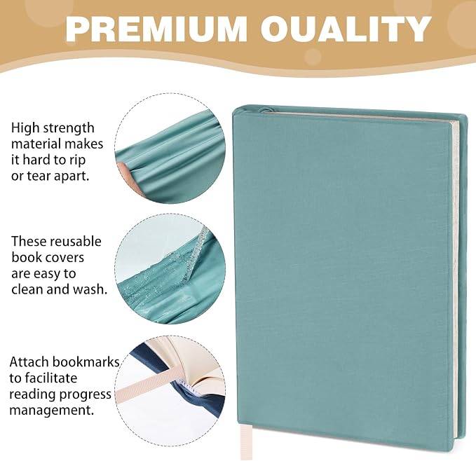 Gilprop 6 Pack Stretchable Book Covers 6-9 Inch Colored Fabric Reusable Book Protector Sleeve for Hardcovers Textbook Protection Supplies(Mixed Colors)
