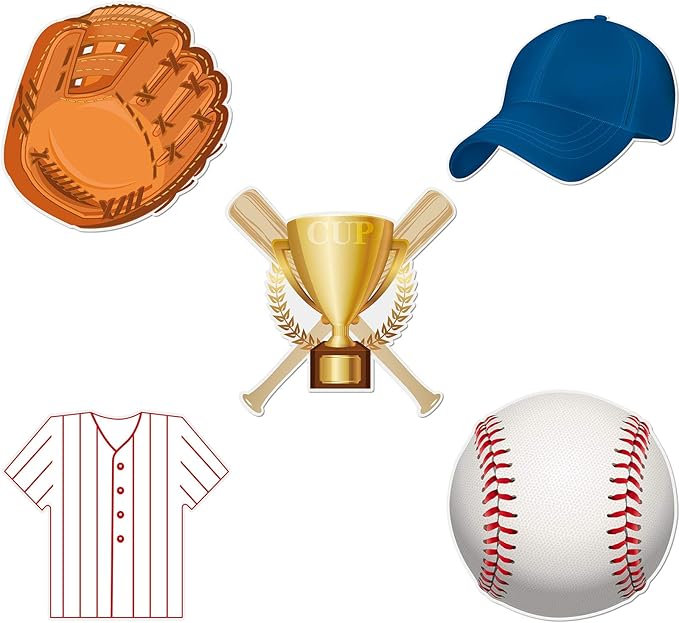 45 Pieces Baseball Paper Cut Outs Versatile Classroom Decoration Sports Themed Cut-Outs with Glue Point for Bulletin Board Classroom School Sports Theme Birthday Party Decoration, 5.9 x 5.9 Inch
