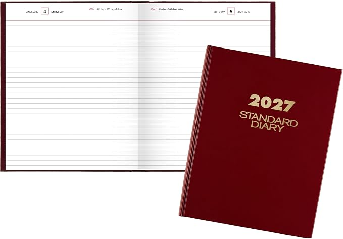 AT-A-GLANCE 2027 Daily Planner, Standard Diary, 7.5" x 9.5" Journal, Hardcover, Red (SD3741327)