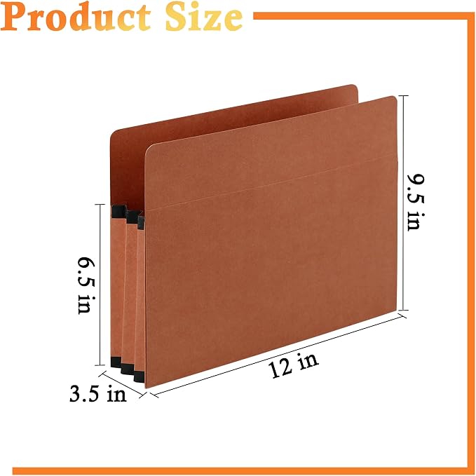 VZCPYTPM 10 Packs Expanding File Pockets,5-1/4"" Expandable Folder Bag,Expandable File Folders Letter Size,Accordion File Organizer for Office,School,Home,Kraft