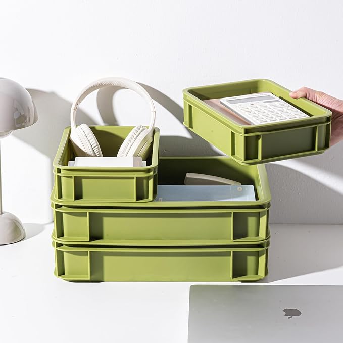 Office Desk Organizer Set of Small Stackable Trays for Ultimate Stationery Order! Streamline Your Workspace by Organizing Pens, Sticky Notes, Paper Clips10.63''*7.4''*2.95''(Grey, 4Medium)