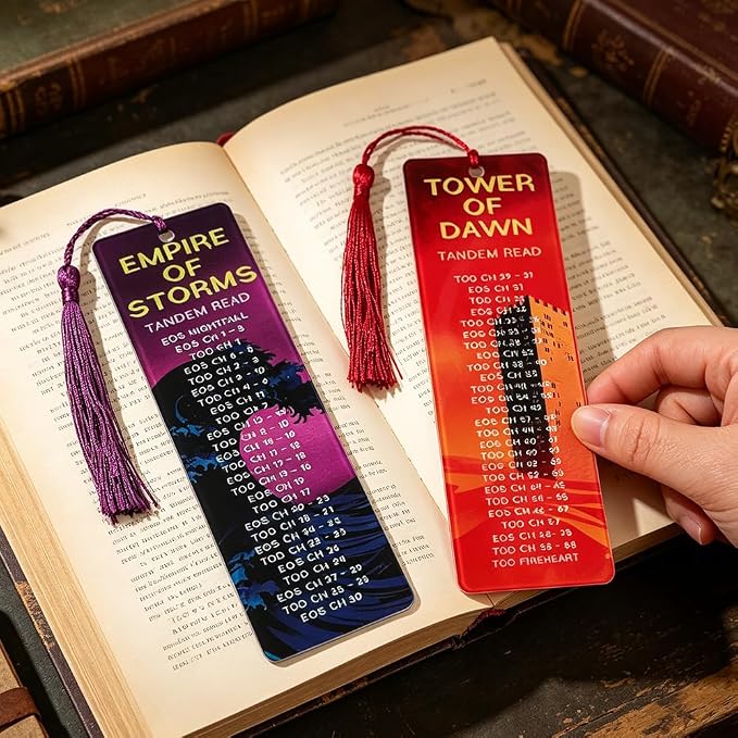 2PCS Throne Themes Acrylic Bookmark with Tassel Fantasy Bookmark for Female Readers Novel Lovers Unique Gift for Book Fans (2pcs Acotar B)