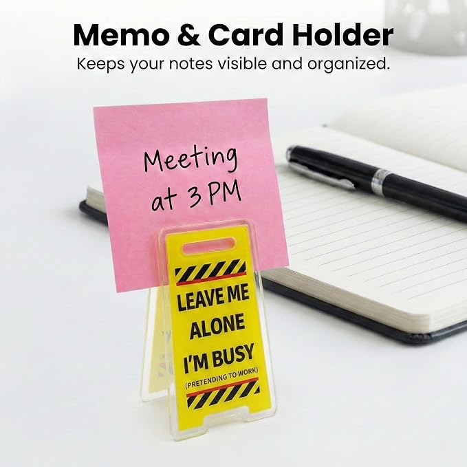 16 Pcs Office Note Holder Clips, Mini Acrylic Yellow Desk Signs Decor Gift for Colleague Leader Employee Birthday
