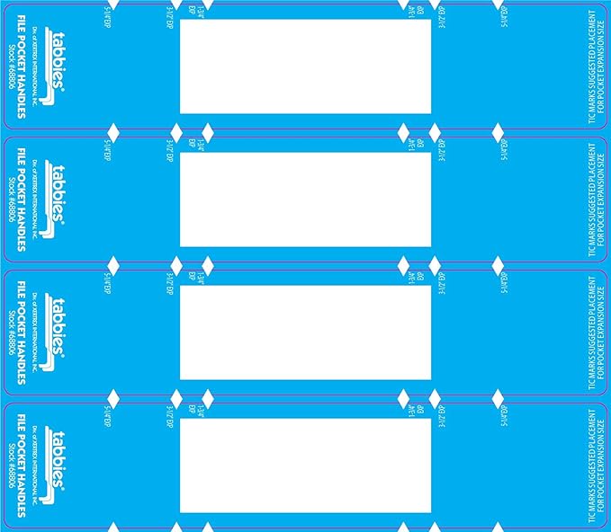Tabbies 9-5/8 x 2 Inches File Pocket Handles, Light Blue/White, 48 per Pack (TAB68806), Light Blue, White