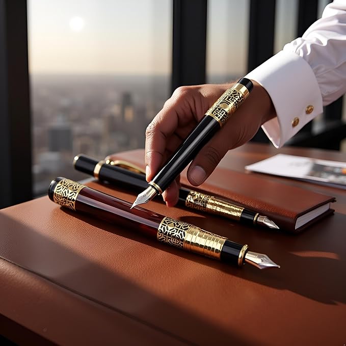1Pc Fountain Pen Imitation Mahogany Twill Metal Fountain Pen mm Writing Instrument Drawing Tool Office Stationery Very Practical and Practical Design, Fountain Pens, Writing and Correction Supplies