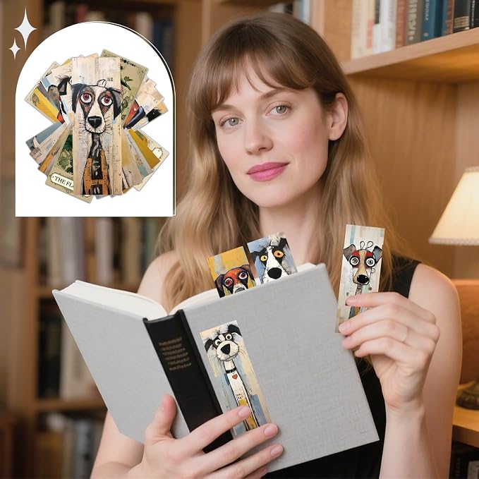 Wxiben Funny Dog Bookmarks Gifts - 120 Pcs Cartoon Puppy Dogs Bookmarks Paper Pet Book Marks Animal Page Marker Clip for Women Men Students Bookish Teacher Book Lovers Teens Reading Party Favor