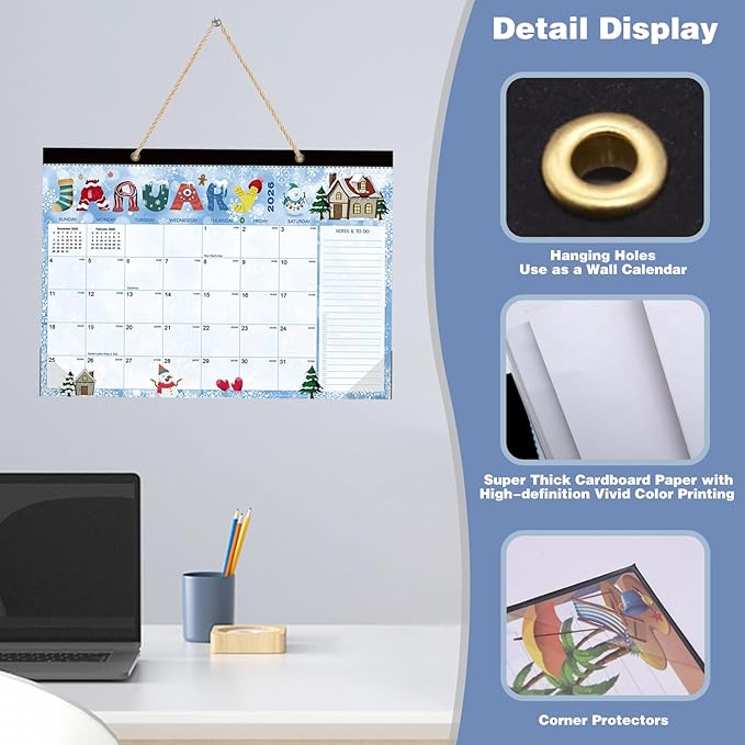 2026–2027 Desk Calendar – 18-Month US Holidays Theme Desk & Wall Calendar, Large 17"x12" Monthly Planner, Cute Aesthetic Organizer, Perfect Christmas & Holiday Gift for Teachers, Moms, and Coworkers