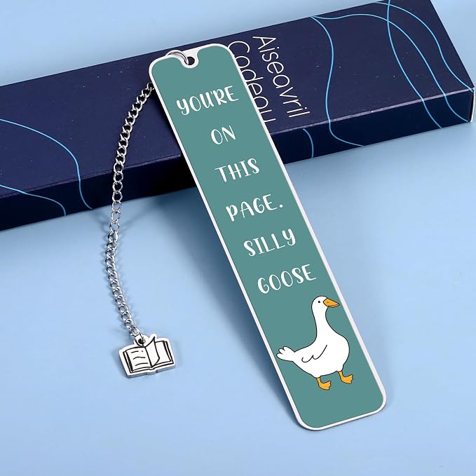 Aiseavril Cadeau Green Goose Bookmark - Stainless Steel - 1 pc for Book Lovers