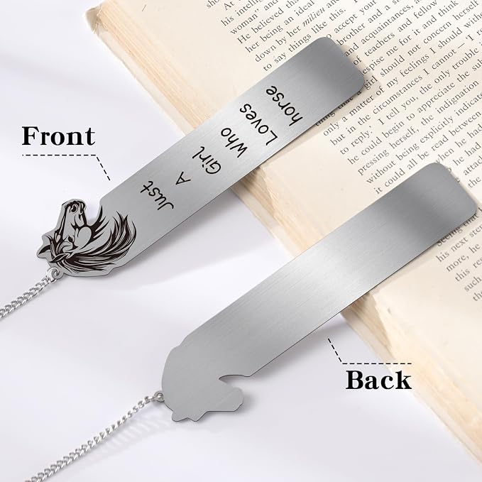 Horse Bookmark Gifts for Women - Funny Just A Girl Who Loves Horse Metal Book Marks Cute Animal Bookmarks Best Stuff Decor Reading Kids Daughter Students Teacher School Birthday Graduation
