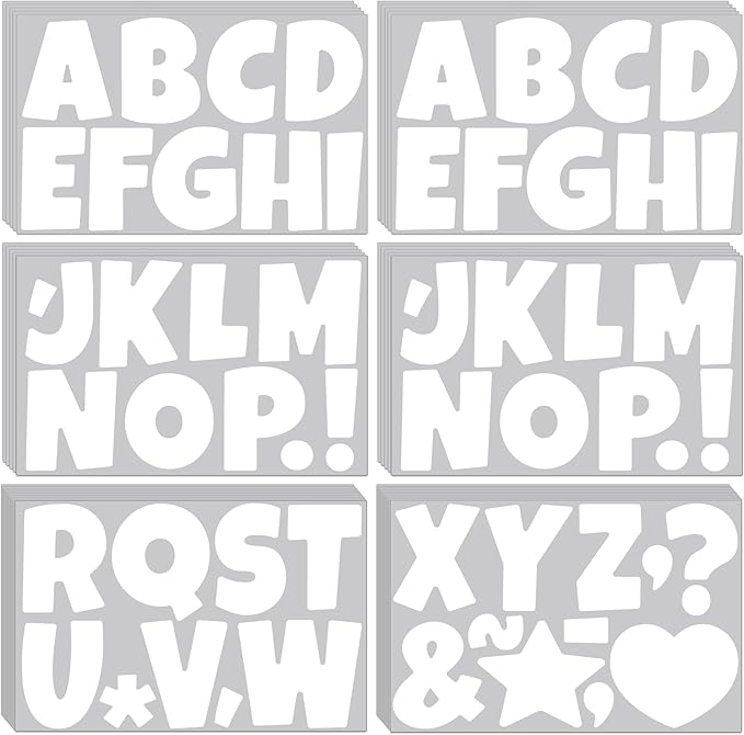 390 PCS Bulletin Board 40 Sheets Letters Large Letter Stickers Vinyl Waterproof Self-Adhesive Alphabet Sticker Letters for Poster Board Display Classroom School Mailbox Home Decor (4 Inch, White)