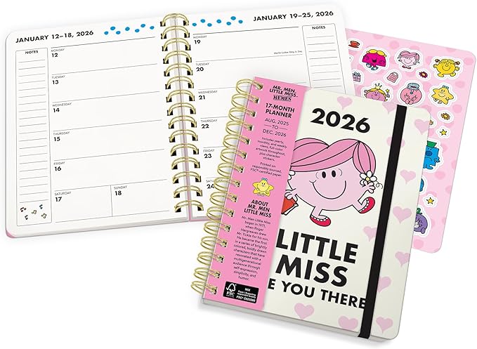 Orange Circle Studio 2026 Planner, Little Miss Organized, Deluxe Compact Flexi Planners, Bound Weekly & Monthly Planner Organizer For School or Work, with Stickers & Notes Pages