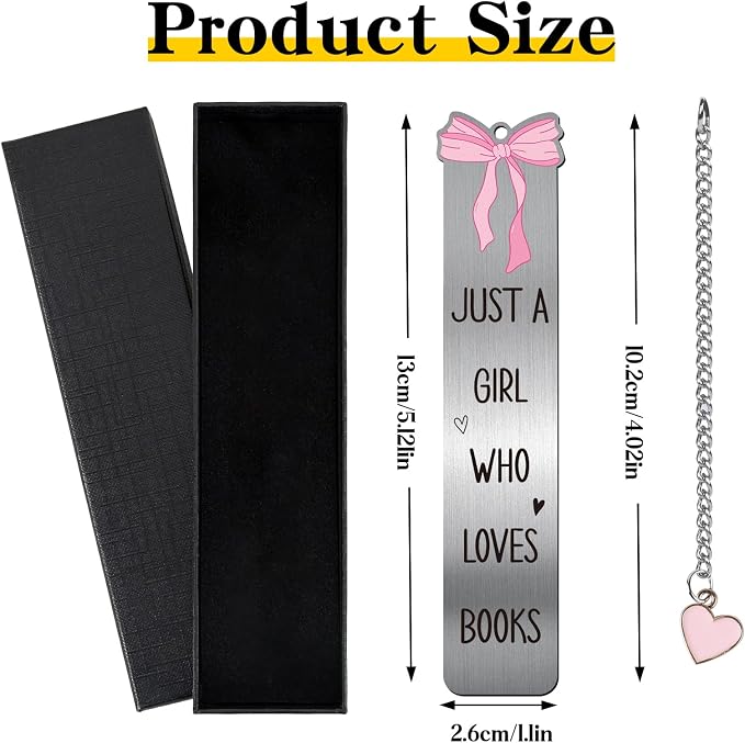 Cute Bookmarks Gifts for Women - Pink Bow Metal Bookmark Charm Unique Girly Aesthetic Page Makers Reading Girls Friends Book Lovers Bookish Birthday Students Graduation School Accessories