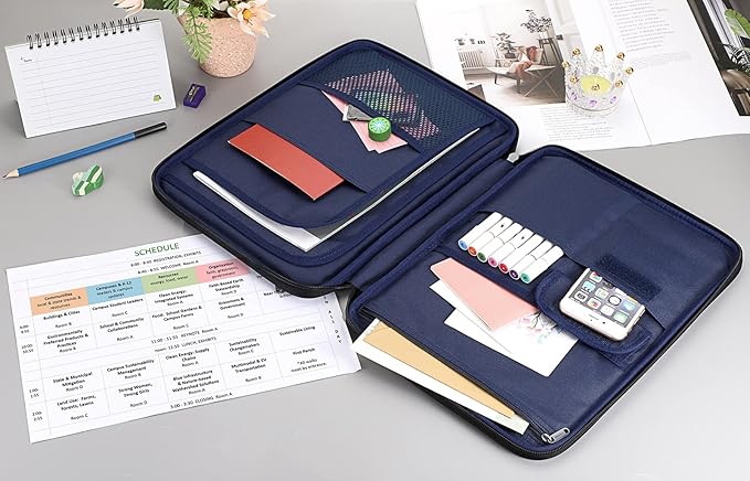 BTSKY New Universal A4 Document Bags Portfolio Organizer- Waterproof Travel Gear Organizer Zipper Case/Document File Bag for Ipads, Notebooks, Pens, Document Dark Grey New