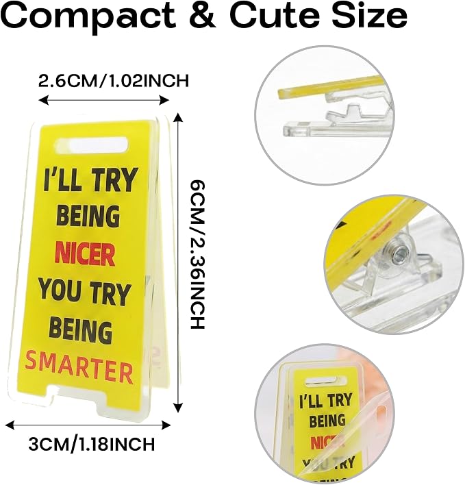 6 Pcs Office Note Holder Clips, Mini Acrylic Yellow Desk Signs Decor Gift for Colleague Leader Employee Birthday