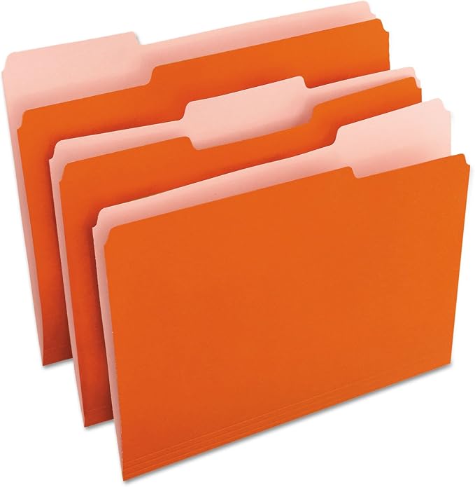 Universal 10507 File Folders, 1/3 Cut One-Ply Top Tab, Letter, Orange/Light Orange, 100/Box