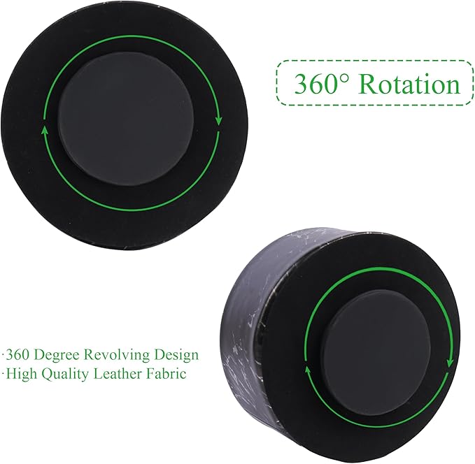 Remote Control Holder, 360°Spinning PU Leather Desk TV Remote Caddy,Desk Storage Box Room Accessories for Controller, Media,Mail,Calculator, Mobile Phone,Pencil(1-Big Marble Black)