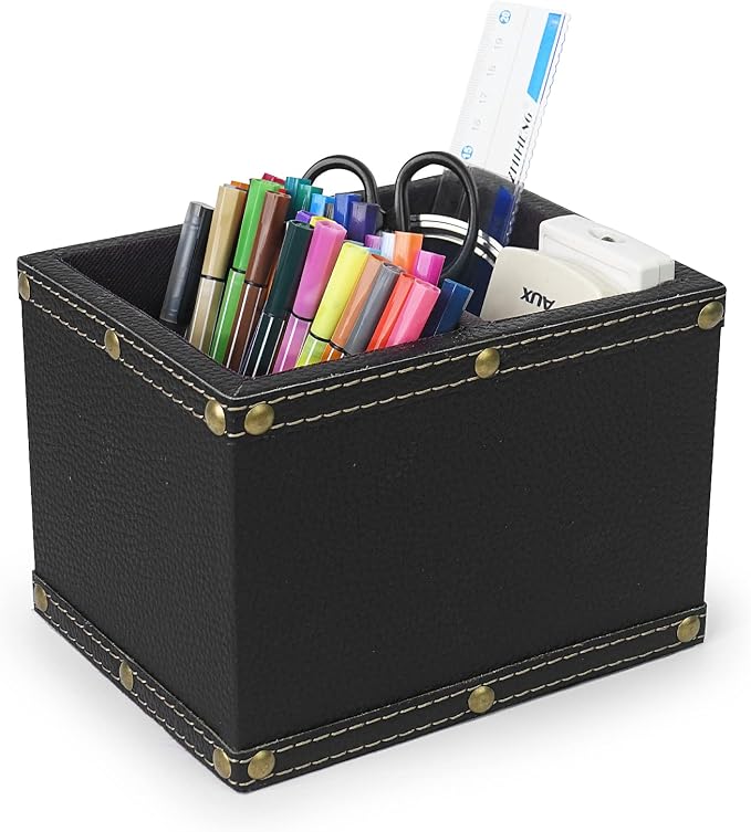 DreamsEden 2 Slots Wood Remote Control Holder Storage Box (Black)