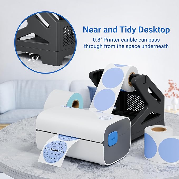 Label Holder, Compatible with Rolls and Fan-Fold Labels, Label Holder for Desktop Shipping Label Printer (Black)