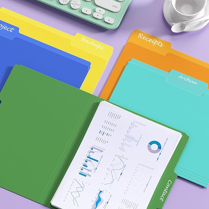 File Folders,21 Pack Manilla Folders 8.5x11,1/3 Cut Tabs Manila Folders for Easy Labeling and Organization,Colored File Folders Letter Size for Documents School Classroom Office Supplies