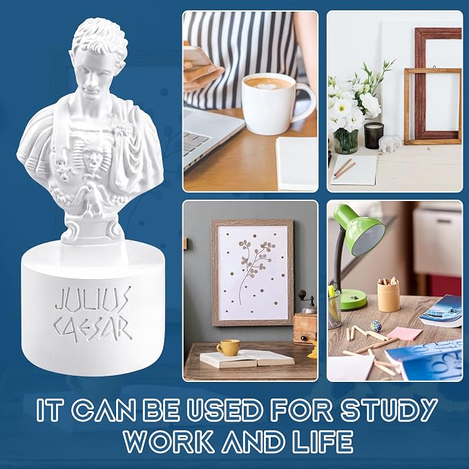 Jecery Ides of March Pencil Holder Julius Caesar Ides of March Pen and Pencil Holder Resin Julius Caesar Funny Bust Statue Pen for Desk Teacher Office Organizers Gift Decor