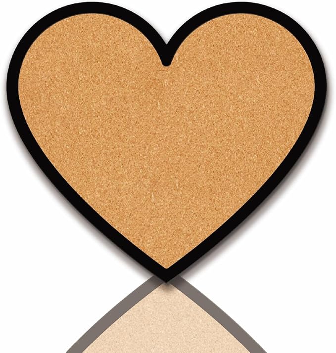 CRASPIRE Heart Pin Cork Board Cute Framed Bulletin Display 10.6x9.4In Badge Wooden Decorative Corkboard Small Wall Mounted Memory Memo Brooch Lapel Pin Storage for Home Office School Classroom Wedding