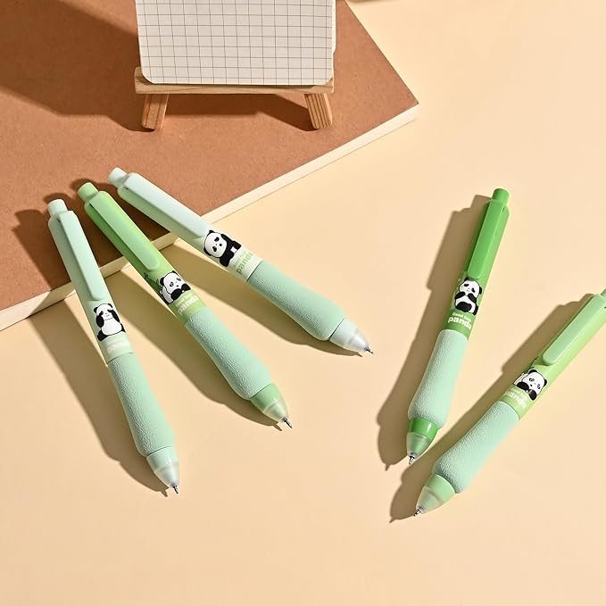 8Pcs Erasable Gel Ink Pens, Cute Retractable Pen with Erasers, 4 Black & 4 Blue Pen Set, 0.5mm Fine Tip Smooth Writing Pens, Comfort Grip for Note Taking and Crossword Puzzles (Green)