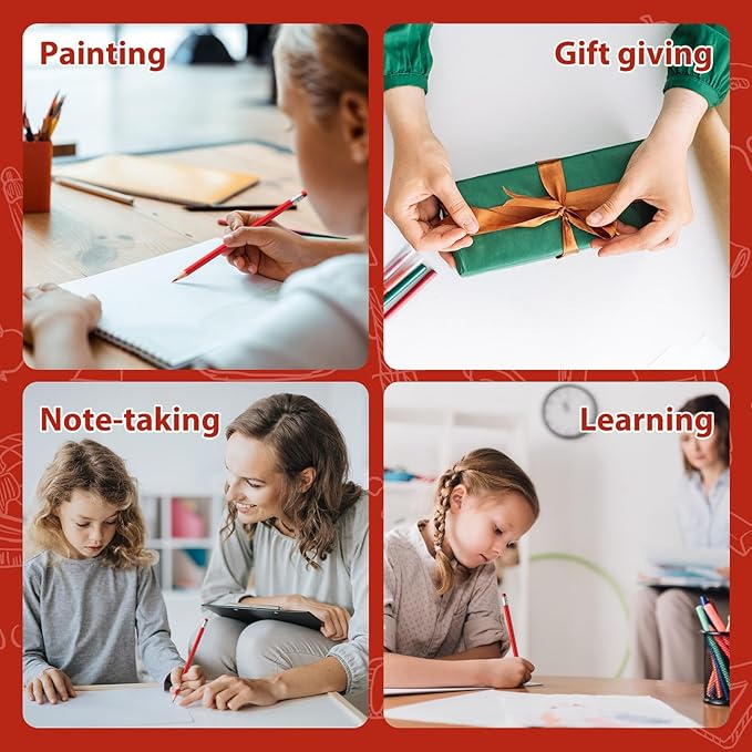 48 PCS Red Pencils Bulk with Eraser, Pre-Sharpened HB Pencils for Writing & Drawing, School Supplies for Kids Homework, Tests, Art Crafts & Teacher Grading (Red)