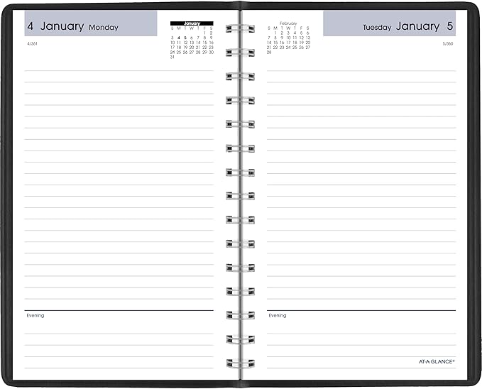 AT-A-GLANCE 2027 Planner, Daily, 5" x 8", Open Scheduling, DayMinder, Black (SK460027)