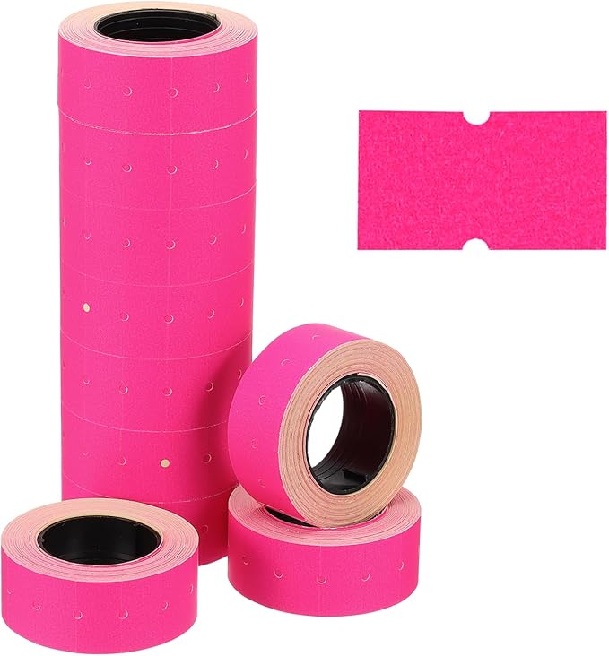 PATIKIL Pricing Labels, 10 Rolls 5000 Price Price Gun Labels Self-Adhesive Rectangular Puzzle Shape Marker Tag Stickers for Date Gun, Rose Red