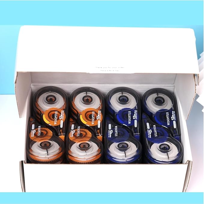 32PCS White Correction Tape with Dispenser, 39.37ft Each, Fast Clean and Easy-to-Use Tear-Resistant Correction Tape Office School Supplies, Blue/Orange