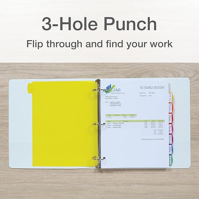 Oxford Plastic Binder Dividers for 3 Ring Binder,Durable Plastic-Binder Divider,8 Tab,Multicolor Tabs,3 Hole Punched,Letter Size,6 Sets (89601),(Pack of 4)