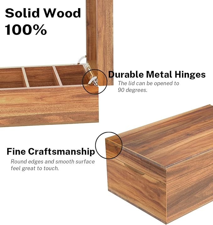 Neando 3x5 Index Card Organizer Box with Lid – Acacia Wood Note Card Holder with 200 Cards & 20 Dividers, Holds 600 Cards, 4 Compartments, Magnetic Closure – Desktop Storage for Study, Office, Recipes
