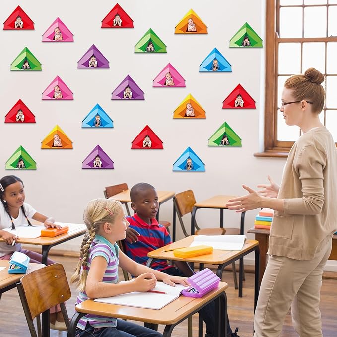 48 Set Camping Tent Cutouts with Photo Space for Bulletin Board Decor Camping DIY Photo Crafts Woodland Tents Paper Cut Outs for Teacher Student School Home Chalkboard Wall Classroom Decors