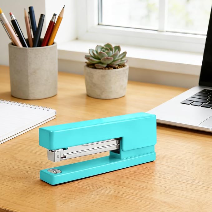 Stapler 25 Sheet Capacity with 830 Staples and Staple Remover, Full Strip Staplers for Desk, No Jam, Non-Slip for Office & School, Green
