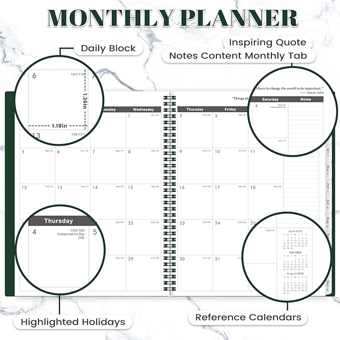 Monthly Planner 2026-2028 - Planner 2026-2028, 9'' x 11'', from JULY 2026 to JUNE 2028, 24 Months Monthly Calendar Planner With Tabs, Inner Pocket