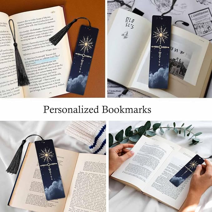 Galaxy Starry Bookmarks 5 Pcs Space Cloud Sky Wooden Bookmark with Tassels for Reading Book Lovers Gift Office School Readers Teacher