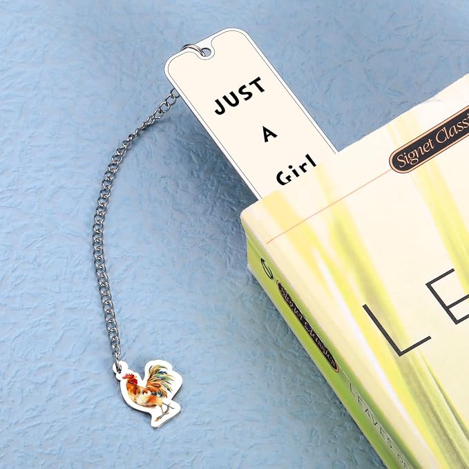 Funny Book Marks for Reading Women Chicken Lover Bookmark for Women Girls Farm Animal Lover Gift Reading Accessory Birthday Christmas Gift Gag Gifts Basket Stuffers Just a Girl Who Loves Chickens