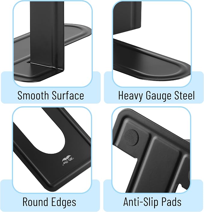 Mr. Pen- Book Ends, Black, 16 Pack, Heavy Duty Metal Bookends for Shelves, Book Holders for Shelves, Metal Bookends