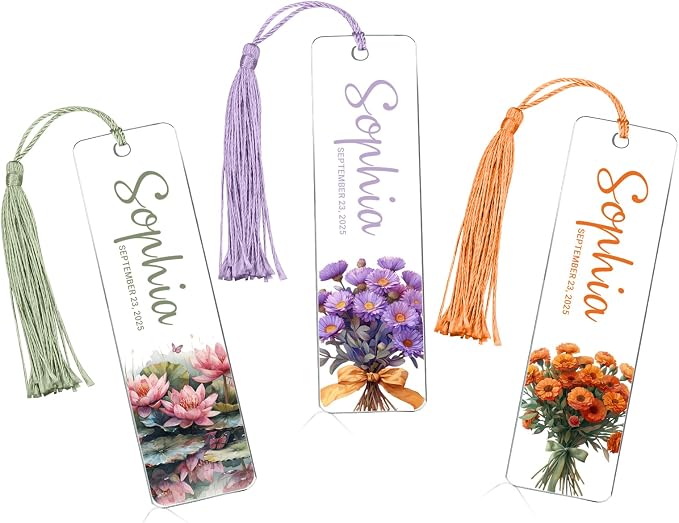 Personalized Bookmarks for Women Book Lover Birth Flower Birthday Customized Gifts for Reading Her Daughter Friends (Acrylic Bouquet)