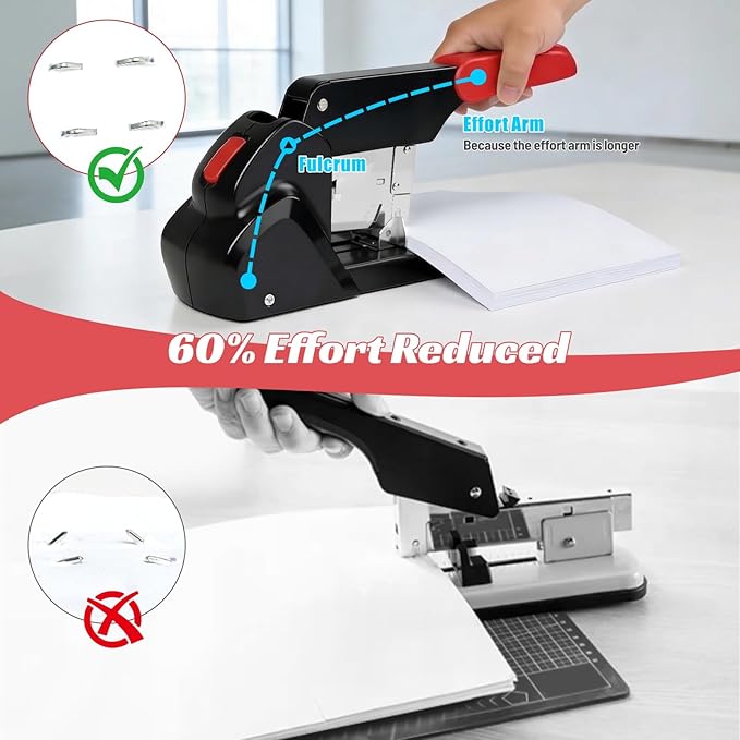 AFMAT Heavy Duty Stapler, 210 Sheet Staplers for Desk with 7000 Staples, Jam-Free, 50000+ Uses, 60% Reduced Effort, Easy Reload, Adjustable Paper Guide, Large Metal Manual Office Staplers, ES15