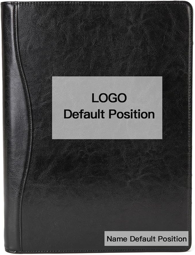 Personalized Vegan Leather 3 Ring Binder, Custom 8.5 x 11 Letter Size Folio with Pen Holder, Soft Notebook Portfolio Cover, Notepad Padfolio Organizer for Meeting, Black