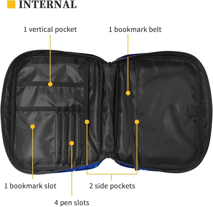 Coldinair Galaxy Soccer Love Print Bible Cover Case with Zip Pockets and Handle,Portable Church Bag Bible Study Tote Book Cover for Men Teens Kids