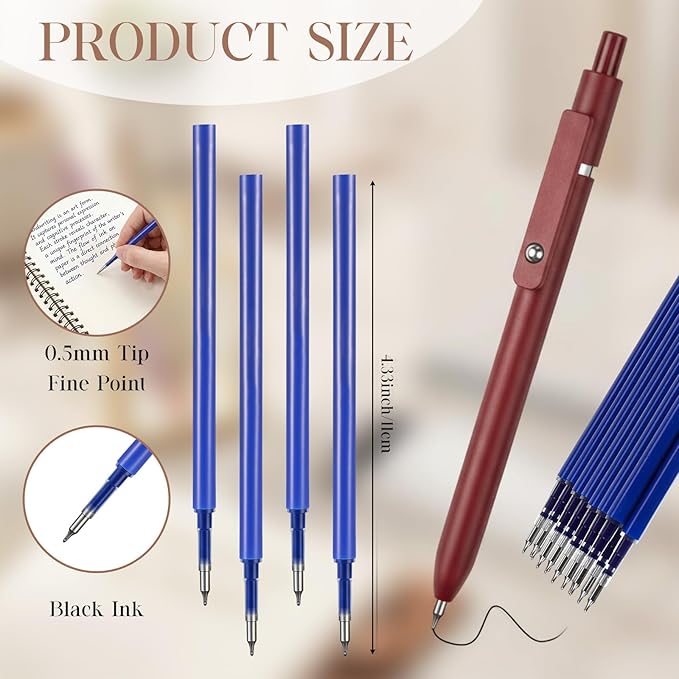 Epakh 20 Pack Gel Pens Refills Bulk 0.5mm Dual Ball Cs Tip for Click Pens Retractable Gel Pen Refills, Quick Dry Smooth for Writing Journaling Taking Notes School Office Home Supplies(Blue Ink)