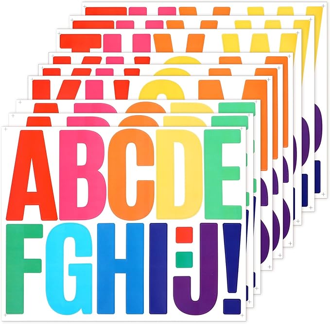 9 Sheets Letters for Bulletin Board Poster Board Large Letters Stickers 3 Inch Stick on Letter Self Adhesive Vinyl Waterproof Alphabet Stickers for Bulletin-Board Letter Mailbox Home Decor (Colorful)